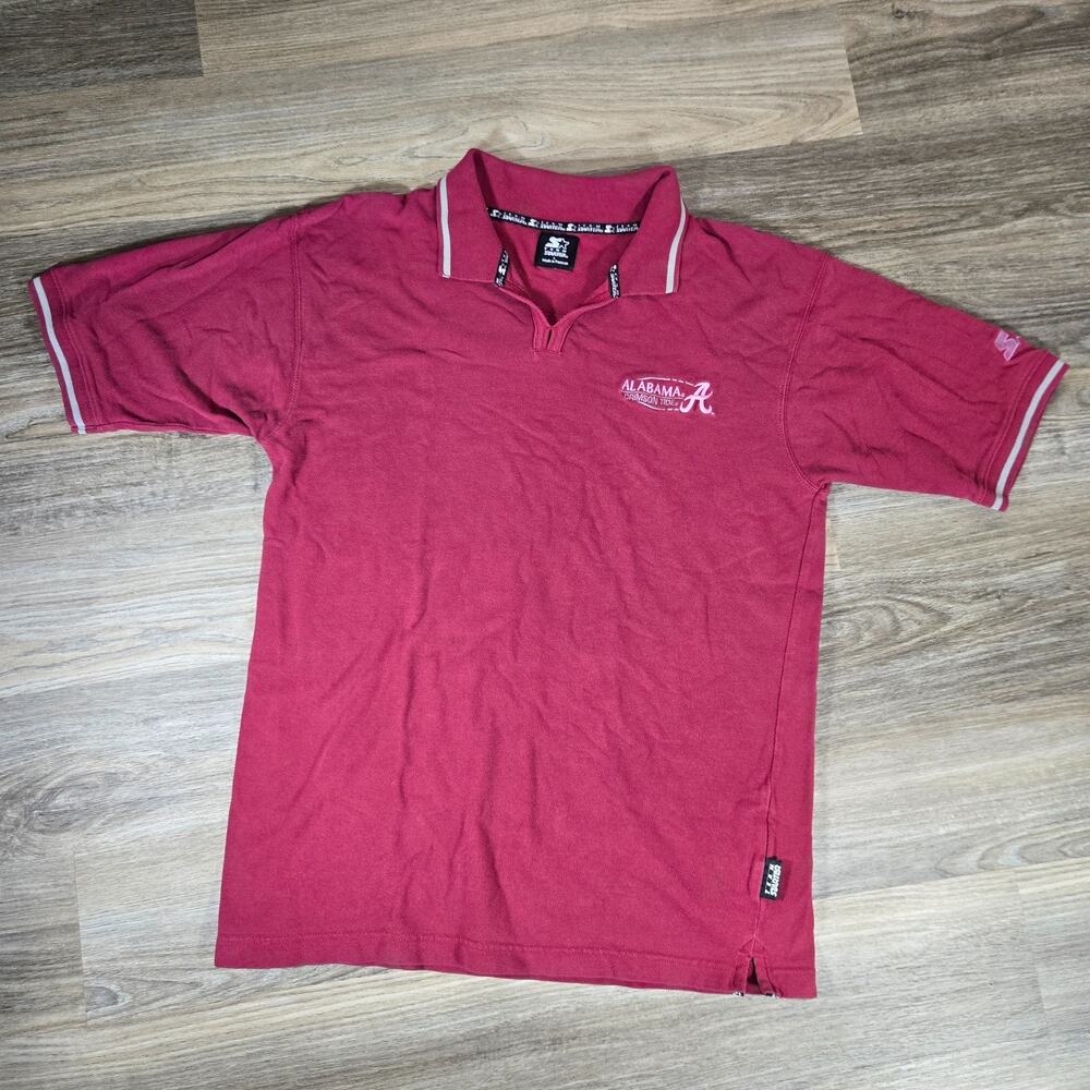 Y2K Starter Alabama Crimson Tide Polo Mens L Red Johnny Collar NCAA SEC Football
